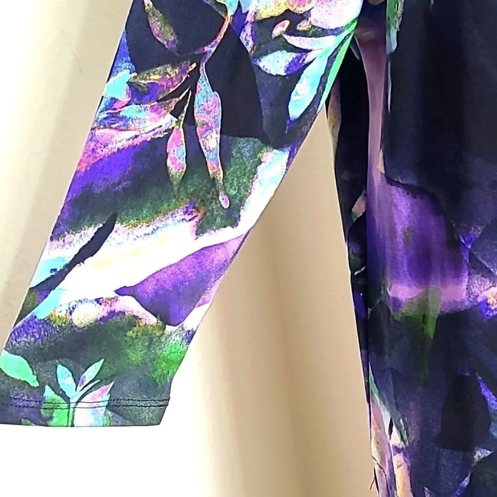 Clara Sun Woo Purple Multicolor Floral Tunic Top, Size Large - Picture 4 of 9